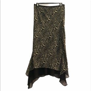 Zero Zero Animal Print Asymmetrical Midi Skirt M